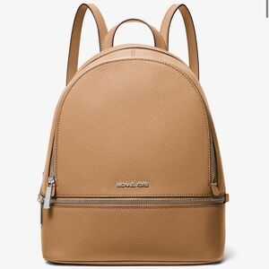 Michael Kors Rhea Medium Pebbled Leather Backpack Peanut
